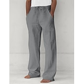 ieftine Clasic-Bărbați Pantaloni Pantaloni de vară Pantaloni largi Pantaloni de plajă Pantaloni casual Cordon Buzunar frontal Picior drept Simplu Confort Απαλό Lungime totală Yoga Concediu Plajă Modă Hawaiană Negru