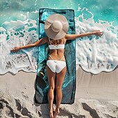 Недорогие наборы пляжных полотенец-пляжное полотенце летние пляжные одеяла из 100% микроволокна дышащие удобные одеяла