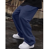 cheap Straight Leg-Men's Sweatpants Joggers Trousers Straight Leg Sweatpants Pocket Drawstring Elastic Waist Plain Comfort Breathable Outdoor Daily Going out Fashion Casual Black Navy Blue