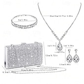 economico Clutch e borsette da sera-Per donna Tracolla Evening Bag Borsa da sera Poliestere 4 pezzi Feste Per eventi Con diamantini Catenina Tinta unica Argento