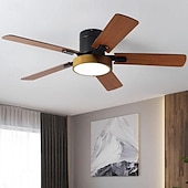economico Ventilatore da soffitto con luci-ventilatori a soffitto a led luce sospesa a soffitto per cucina sala da pranzo 1 luce 105/120/130 cm acrilico 3 colori-luce moderna camera da letto in stile nordico caffè 110-240v
