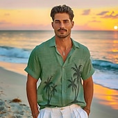 voordelige Heren Elite Overhemden-Voor heren Grafisch Tropische planten Overhemd Normaal shirt Hawaiiaans overhemd Korte mouw Hawaii Mode-casual Vakantie Dagelijks Hawaii Lente &amp; Herfst Revers Afdrukken blauw Groen Grijs