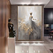 olcso Portrék-absztrakt texturált balerina olajfestmény, kézzel festett figuratív táncoló lány fal művészet extra nagy festmény impresszionizmus firl otthon dekoratív művészet olajfestmény