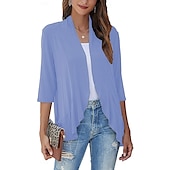 cheap Shawls-Shawls Women&#039;s Wrap Shrug Elegant Bridal 3/4 Length Sleeve Polyester Wedding Wraps With Pure Color For Party Spring &amp; Summer