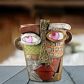 abordables Estatuas-Maceta abstracta brutalista con cara de belleza, colorida maceta con cabeza de resina con asas para facilitar el movimiento, decoración artística única para plantas de interior/exterior, regalo perfecto para los amantes del arte y las plantas.