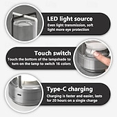 billige Bordlamper-bærbar bordlampe i metall, trådløs led-bordlampe, oppladbar lampe med berøringskontroll i 16 farger, skrivebordslampe for rominnredning med trinnløs lysstyrke, nattbordslampe, nattlampe,