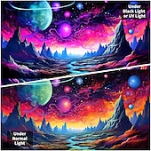 رخيصةأون Tapestries Blacklight-نسيج أسود يتفاعل مع الأشعة فوق البنفسجية ويتوهج في الظلام، حفلة مضيئة، شجرة نيون كون، قمر، مخدر، ضبابي، نسيج معلق، لوحة جدارية فنية لغرفة المعيشة