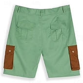 preiswerte Urlaub-Herren Shorts Leinenshorts Sommershorts Patchwork Tasche Farbblock Komfort Atmungsaktiv Kurz Lässig Täglich Ferien Mode Designer Grün Khaki