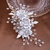 cheap Flower Girl Headpieces-Hair Combs Headdress Imitation Pearl Rhinestone Wedding Cocktail Elegant Luxury With Rhinestone Faux Pearl Headpiece Headwear
