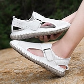 cheap Outdoor Sandals-Men&#039;s Breathable Mesh Leather Sandals – Casual Hook and Loop Outdoor Fisherman Shoes for Summer Walking and Beach Travel