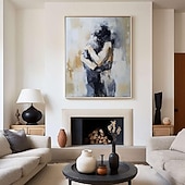 cheap Abstract Paintings-Wall Art Woman face oil painting handmade Canvas Art Faceless Portrait Painting Abstract Lady Framed Woman girl painting Lovers' decor oil painting artwork lover nude oil painting