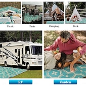 billige Utendørs tepper-utendørs teppe plast halm uteområde teppe teppe 4x6ft vanntett vendbart bærbart terrassedekor teppe rv camping balkong piknikmatte