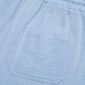cheap Holiday-Men&#039;s Shorts Linen Shorts Summer Shorts Beach Shorts Drawstring Elastic Waist Multi Pocket Plain Comfort Breathable Short Casual Daily Holiday Fashion Classic Style Azure Black