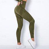cheap Yoga Leggings &amp; Tights-Women&#039;s Yoga Pants Yoga Leggings Mesh Patchwork High Waist Yoga Gym Workout Pilates Tights Color Block Dark Grey Black Army Green Spandex Sports Activewear Stretchy Slim