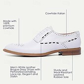 levne Formální-pánské bílé společenské boty brogue - klasický oxfordský design pro svatby, formální události a obchodní oblečení