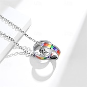 preiswerte Pride Parade Dezember-Stolz regenbogen flagge doppel ring titanium stahl halskette kamerad ziehen sechs farbe doppel ring anhänger