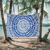 halpa Mandala Matto-mandala boheemin sininen vihreä roikkuu kuvakudos seinä taide iso kuvakudos seinämaalaus sisustus valokuva tausta peitto verho koti makuuhuone olohuoneen sisustus
