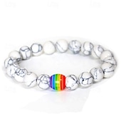 baratos Parada do Orgulho de dezembro-pulseira de arco-íris do orgulho pulseira gay pulseira de contas de pedra vulcão