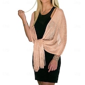 billige Sjal-Sjale Sjal til kvinner Glitter Glitrende Ermeløs Polyester Bryllup Wrap Med Dusk Til Bryllup Vår sommer