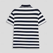 halpa Miesten Elite Polo-Miesten Neulo poolo Kausaliteetti Urheilu Sänkyjen avaus Lyhythihainen Raidoitettu Raita Napit Kesä Musta Sininen Neulo poolo