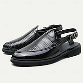 billiga Kjol sandaler-Herr Sandaler Romerska skor PU Läder Andningsfunktion Bekväm Halksäker Spänne Svart Brun