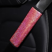 abordables Fundas de asiento para coche-fyautoper 1 Uds. Funda protectora para cinturón de seguridad de coche de cuero dorado con estrellas coloridas, 1 unidad