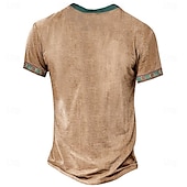 cheap Ethnic Style-Men&#039;s Tribal Bandana Print T shirt Henley Shirt Short Sleeve 3D Print Vacation Tropical Fashion Vacation Casual Daily Summer Spring Yellow Brown Khaki Henley Henley T-Shirt