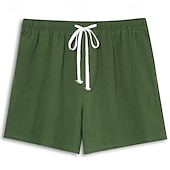 baratos Clássico-Homens Calção Shorts de linho Shorts de verão Bolsos Com Cordão Cintura elástica Tecido Conforto Respirável Curto Casual Diário Feriado Moda Estilo Clássico Preto Branco