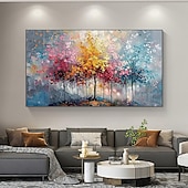 preiswerte Baumölgemälde-bunte Bäume Ölgemälde auf Leinwand große handgemalte Wandkunst abstrakte Wald Ölgemälde Wandkunst Landschaft Ölgemälde moderne Blumen Baum Gemälde für Wohnzimmer Wohnkultur Geschenk