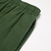 baratos Clássico-Homens Calção Shorts de linho Shorts de verão Bolsos Com Cordão Cintura elástica Tecido Conforto Respirável Curto Casual Diário Feriado Moda Estilo Clássico Preto Branco
