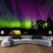 billige landskapsteppe-aurora nordlys hengende billedvev veggkunst stor billedvev veggmaleri dekor fotografi bakteppe teppe gardin hjem soverom stue dekorasjon