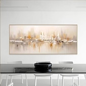 voordelige Olieverfschilderijen-goud abstract bergschilderij hand geschilderd op canvas getextureerd abstract olieverfschilderij handgemaakte muurkunst goudfolie boho muur decor helder schilderij grote moderne kunst pianting voor
