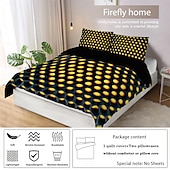 billige Dynetrekk sett-3d honeycomb 3-delt dundynetrekk for hotellsengesett for hjemmet komfortabelt trekk mykt og lett ultrafint fiber 1 dundynetrekk 2 putevar stort sengesett