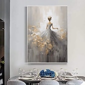 olcso Portrék-absztrakt texturált balerina olajfestmény, kézzel festett figuratív táncoló lány fal művészet extra nagy festmény impresszionizmus firl otthon dekoratív művészet olajfestmény