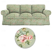 baratos Cobertura de Sofa-Capa de Sofá 100% Algodão Floral Almofadada