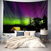 billige landskapsteppe-aurora nordlys hengende billedvev veggkunst stor billedvev veggmaleri dekor fotografi bakteppe teppe gardin hjem soverom stue dekorasjon