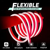 economico Strisce luminose COB-5m 10m 15m Luci al neon 600-3000 LED 2835 SMD Neon flessibile 8mm 1 pc Bianco caldo Bianco Rosso Strisce LED All&#039;aperto Impermeabile Vacanze 220-240 V