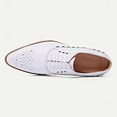 levne Formální-pánské bílé společenské boty brogue - klasický oxfordský design pro svatby, formální události a obchodní oblečení