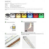 billige vanntette stripelys-led utendørs stripe lys ac220v vanntett ip67 lys stripe eu plug fleksibel tau lys 5050 60 led/m høy lysstyrke egnet for innendørs og utendørs kommersiell belysning dekorasjon inkludert installat