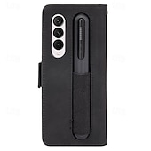 cheap Samsung Cases-Phone Case For Samsung Galaxy Z Fold 5 Z Fold 4 Z Fold 3 Wallet Case Kickstand with Pen Slot Holder Card Slot Retro TPU PU Leather