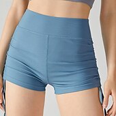 halpa Joogahousut ja pyöräilijät-Naisten Urheilushortsit Joogasortsit Harjoitteluhousut Kurenauha Korka vyötärö Jooga Kuntosaliharjoitus Pilates Shortsit Musta Sininen Ruskea Urheilu Urheiluvaatteet Elastinen Ohut