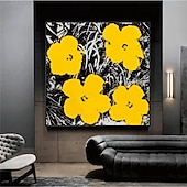 preiswerte Blumen-/Botanische Gemälde-handgemaltes Strukturgemälde auf Leinwand, handgemachtes Ölgemälde, gelbes Blumengemälde, Wandkunst, Gemälde, moderne Kunst, Schlafzimmer-Wanddekoration, Modekunst