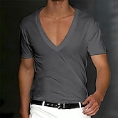 levne základní trička-Pánské Tričko Tričko Top Krátké rukávy Do V Léto Bez vzoru Designové Základní Moderní soudobé Klasický styl Dovolená ulice Jdeme ven Černá Bílá Červená Top tričko pro muže