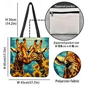 abordables Cabas et fourre-tout-Femme Fourre-tout Sac d&#039;épaule Sac fourre-tout en toile Polyester Achats Vacances Plage Imprimé Grande Capacité Pliable Poids Léger Girafe Jaune Bleu