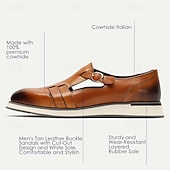 cheap Premium Leather Sandals-Men&#039;s Sandals Leather Shoes Fishermen sandals Leather Italian Full-Grain Cowhide Breathable Comfortable Slip Resistant Buckle Brown
