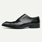 baratos Formal-Homens Sapatos sociais Couro Couro de grão integral italiano Confortável Antiderrapante Com Cadarço Preto Marron
