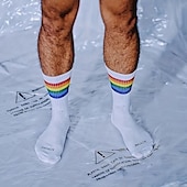 abordables calcetines de hombre-Hombre Paquete de 5 Paquetes múltiples Calcetín Calcetas Calcetines para correr Calcetines informales Blanco Rojo Color Arco iris Deporte Diario Vacaciones Básico Medio Primavera Otoño Moda Casual