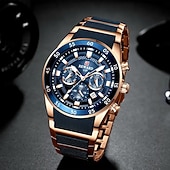 halpa Kvartsikellot-Miesten kvartsikello ulkoilu urheilu muoti rento hehkuva kalenteri kronografi vedenpitävä teräksinen silikonigeeliko