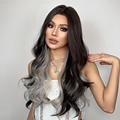 voordelige Synthetische trendy pruiken-Synthetische pruiken Uniformen carrière Kostuums Prinses Gekruld Golvend Middelste stuk Gelaagd kapsel Machinegemaakt Pruik 66.0 cm Donker Bruin Synthetisch haar Dames Cosplay Feest Modieus