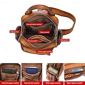 economico Borselli da uomo-Borsa a tracolla vintage in pelle da uomo con multitasche – borsa a tracolla casual da viaggio per lavoro, escursionismo o uso quotidiano